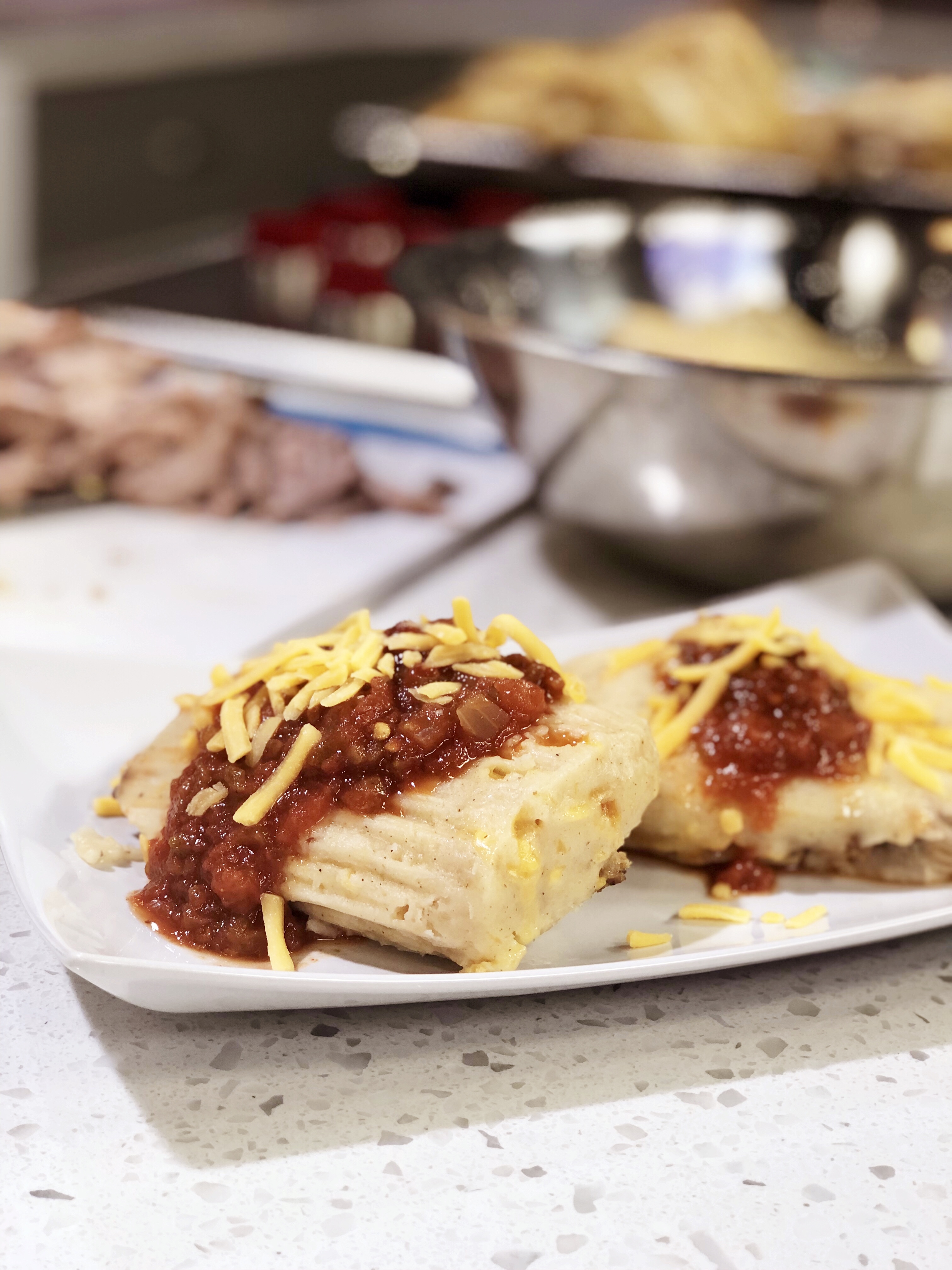 Roasted Pepper, Cheesy Pork Tamales - cooking with chef bryan