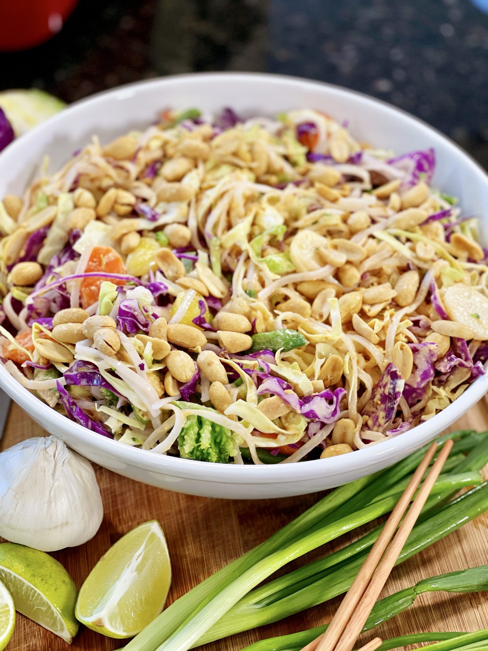 Thai Noodle Salad with Fresh Peanut Dressing - cooking with chef bryan