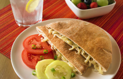 Baked Pita Cheese Sandwich with Tomatoes and Cucumbers