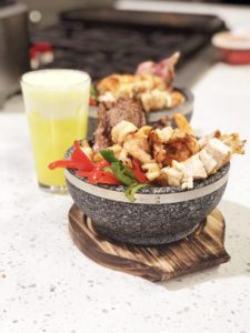 Molcajete with Fresh Pineapple Juice