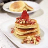 Souffle Pancakes with Strawberries, Bananas and Pecans