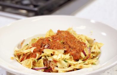 Pasta Salad with Roasted Bell Pepper Italian Dressing