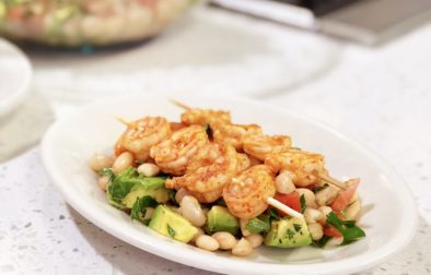 White Bean Salad with Skewered Shrimp