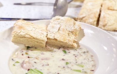 Chicken and Wild Rice Soup with Baking Powder Biscuits