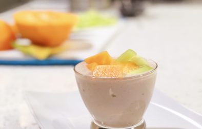 Strawberry Banana Mousse with Fresh Melons