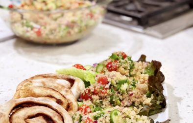 Quinoa Salad with Cinnamon Roll Flatbread