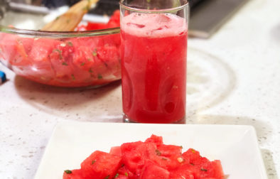 Watermelon salad and smoothie