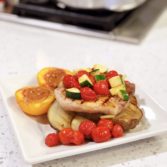 Grilled Pork Chops and Peaches