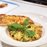 Zoodles with Cheesy Garlic Flatbread:Breadsticks