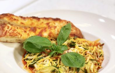 Zoodles with Cheesy Garlic Flatbread:Breadsticks