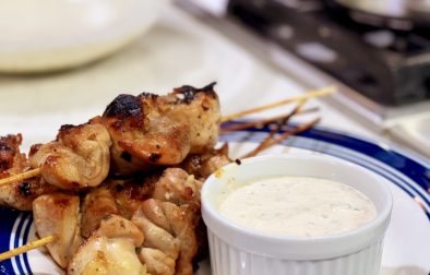 Grilled Teriyaki Chicken Skewers with Miso Ranch