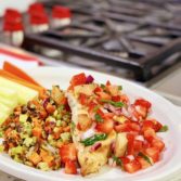 Grilled chicken with Srawberry and Pineapple salsa