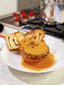 Pumpkin Soup with Giant Cinnamon Croutons