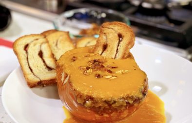 Pumpkin Soup with Giant Cinnamon Croutons