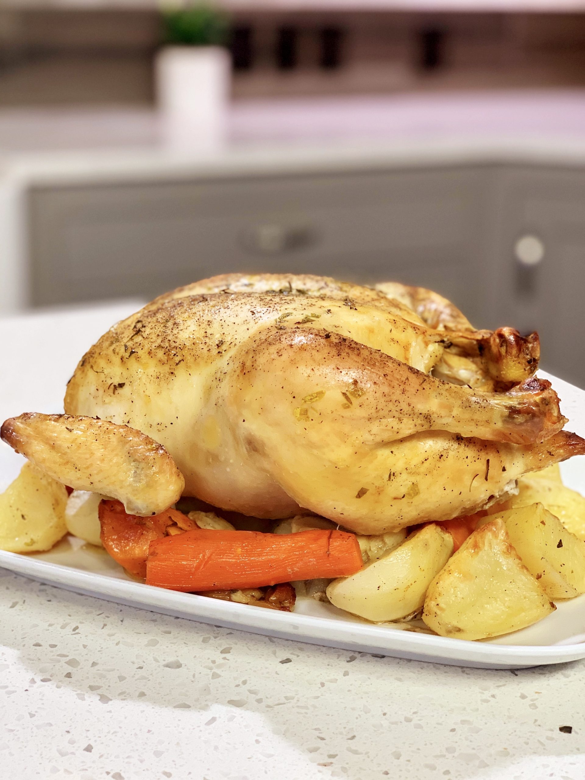 Roasted Chicken with Potatoes and Carrots - cooking with chef bryan