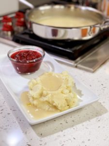 Mashed Potates and Gravy with Fresh Cranberry Sauce