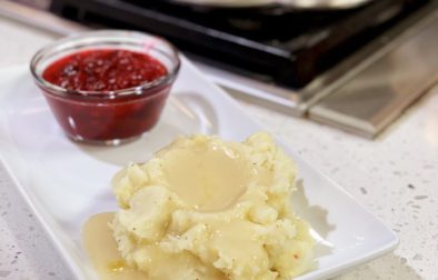 Mashed Potates and Gravy with Fresh Cranberry Sauce