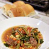 Beef and Barley Soup with Spinach