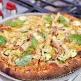 Zucchini Pizza with Chicken and Ham