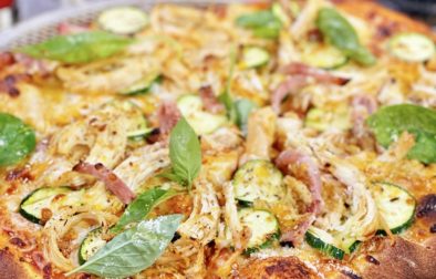 Zucchini Pizza with Chicken and Ham