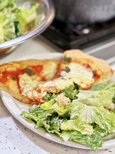 Margherita Pizza and Caesar Salad