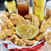 Chicken Strips with a Honey Mustard Dipping Sauce