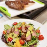 Grilled Spicy Steak Salad with Guacamole Salsa