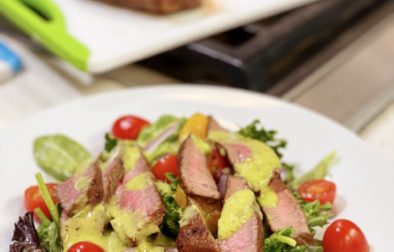 Grilled Spicy Steak Salad with Guacamole Salsa