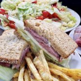 Homemade Beef Deli Meat Sandwiches and French Fries