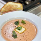 Garden Fresh Tomato Soup with Grilled Ham and Cheese Sandwiches