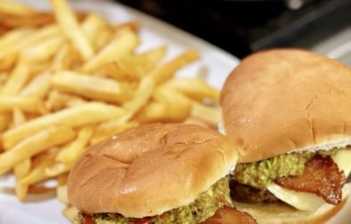 Greek Style Burgers with Bacon and Guacamole