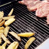 Rib Eye Steaks, Texas Steak Fries, Corn on the Cobb and Grilled S'mores