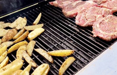 Rib Eye Steaks, Texas Steak Fries, Corn on the Cobb and Grilled S'mores