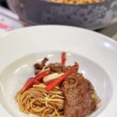 Black Pepper and Beef Spaghetti Dinner