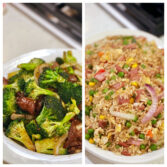 Ham Fried Rice and Broccoli Beef Stir Fry