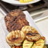 Marinated Grilled Pork Chops with Grilled Vegetables