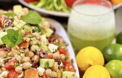Mediterranean Chickpea Salad with Minty Lemon Lime Slushy Recipe