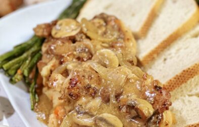 Savory Pan Fried Chicken with Mushroom Gravy and Creamed Potatoes Recipe
