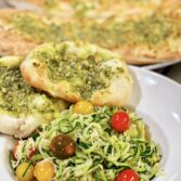 Zoodles with Fresh Pesto and Flatbread | A Chef Bryan Woolley Delight