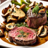 Succulent Filet Mignon with Irresistible Herb-Butter Sauce and Mushrooms Recipe