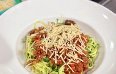 Zoodles with a homemade Bolognese Sauce