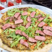 Pesto Steak Arugula Pizza