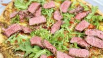 Pesto Steak Arugula Pizza