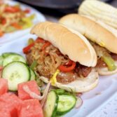 Juicy Grilled Bratwurst with Zesty Cucumber Dill Salad