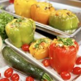 Rainbow Veggie Stuffed Bell Peppers