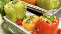 Rainbow Veggie Stuffed Bell Peppers