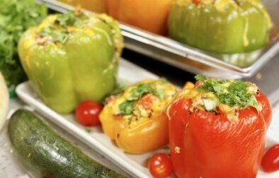 Rainbow Veggie Stuffed Bell Peppers