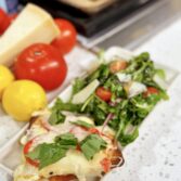 Margherita Flatbread with Simple Arugula Salad