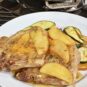 Pan-Seared Pork Chops with Mustard Apple and Peach Pan Sauce