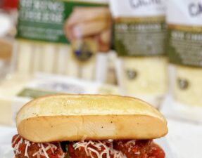 Air Fryer Stuffed Meatballs with Cache Valley® Creamery Mozzarella Cheese Sub Sandwich